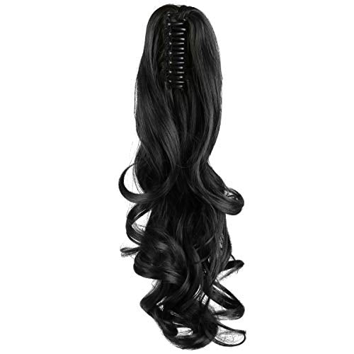 Ponytail Hairpiece Extension Clip in Claw 18" Curly Wavy PonyTails