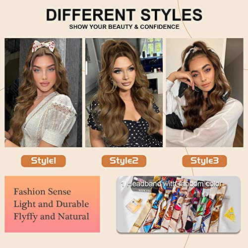 Ponytail Extension, 26 Inch Long Wavy Drawstring Ponytail for Women Dark Brown Pony Tail Hair Extension Synthetic Hairpiece for Daily Use