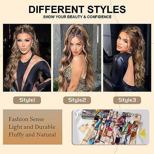 Ponytail Extension, 26 Inch Long Wavy Drawstring Ponytail for Women Dark Brown Pony Tail Hair Extension Synthetic Hairpiece for Daily Use