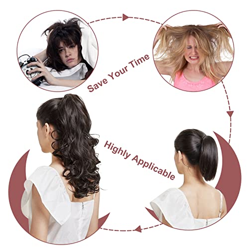 Ponytail Hairpiece Extension Clip in Claw 18" Curly Wavy PonyTails