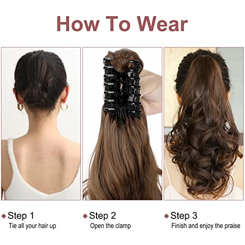 Ponytail Hairpiece Extension Clip in Claw 18" Curly Wavy PonyTails