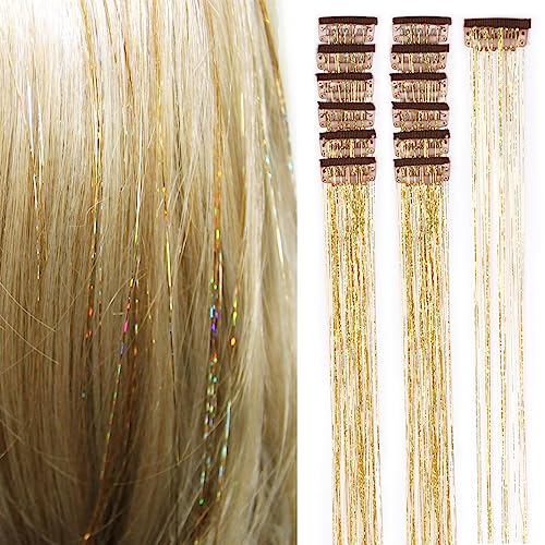 12 Stück Clip-Haar-Lametta-Feen-Galaxie-Haarverlängerung