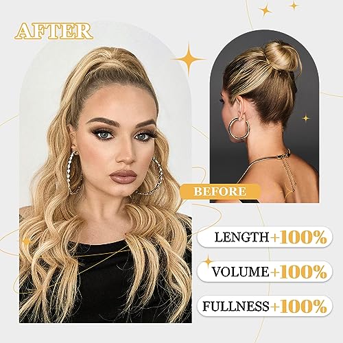 Ponytail Extension, 26 Inch Long Wavy Drawstring Ponytail for Women Dark Brown Pony Tail Hair Extension Synthetic Hairpiece for Daily Use