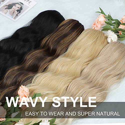 Ponytail Extension, 26 Inch Long Wavy Drawstring Ponytail for Women Dark Brown Pony Tail Hair Extension Synthetic Hairpiece for Daily Use