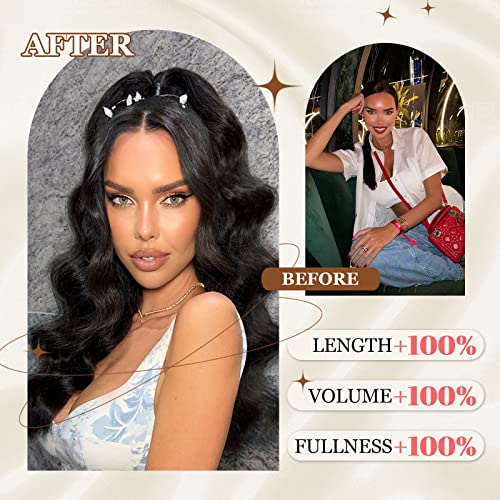 Ponytail Extension, 26 Inch Long Wavy Drawstring Ponytail for Women Dark Brown Pony Tail Hair Extension Synthetic Hairpiece for Daily Use