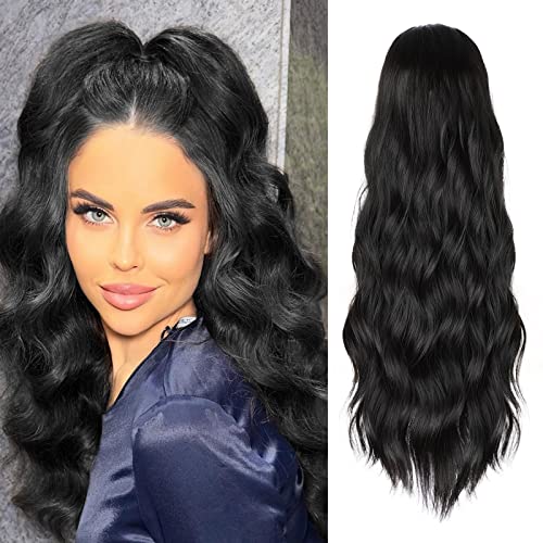 Ponytail Extension, 26 Inch Long Wavy Drawstring Ponytail for Women Dark Brown Pony Tail Hair Extension Synthetic Hairpiece for Daily Use