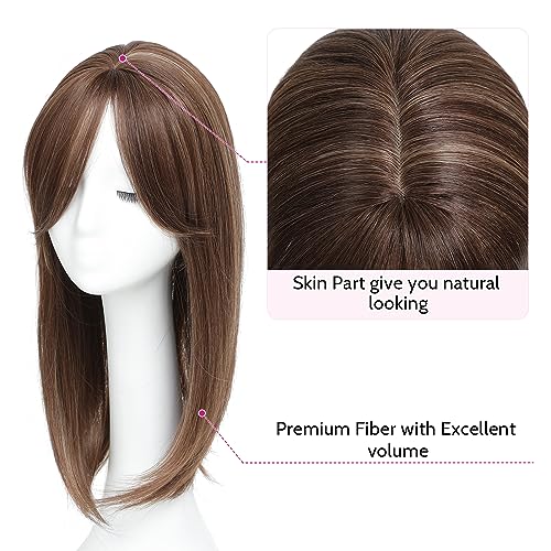 Topper Layered Hair Hairpieces with Bangs for Women with Thinning Hair