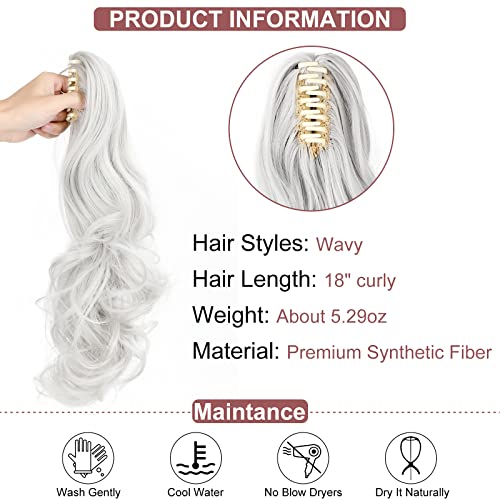 Ponytail Hairpiece Extension Clip in Claw 18" Curly Wavy PonyTails