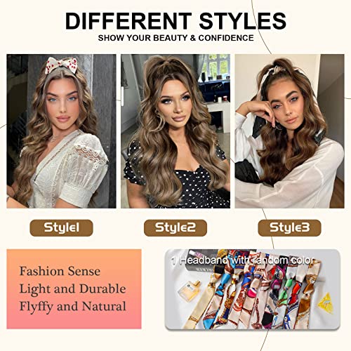 Ponytail Extension, 26 Inch Long Wavy Drawstring Ponytail for Women Dark Brown Pony Tail Hair Extension Synthetic Hairpiece for Daily Use