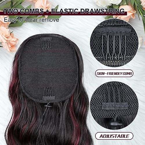 Ponytail Extension, 26 Inch Long Wavy Drawstring Ponytail for Women Dark Brown Pony Tail Hair Extension Synthetic Hairpiece for Daily Use