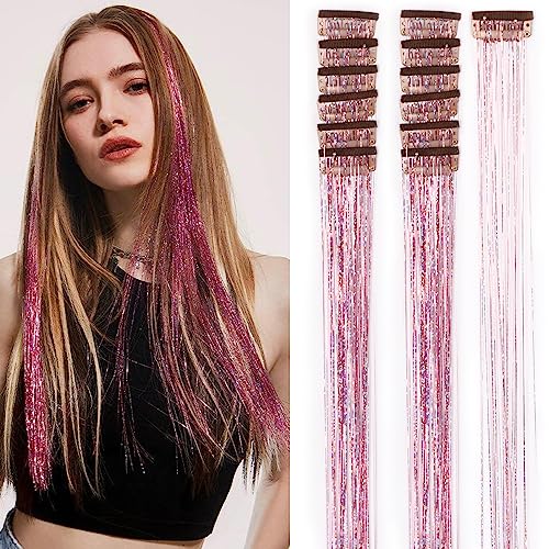 12 Stück Clip-Haar-Lametta-Feen-Galaxie-Haarverlängerung