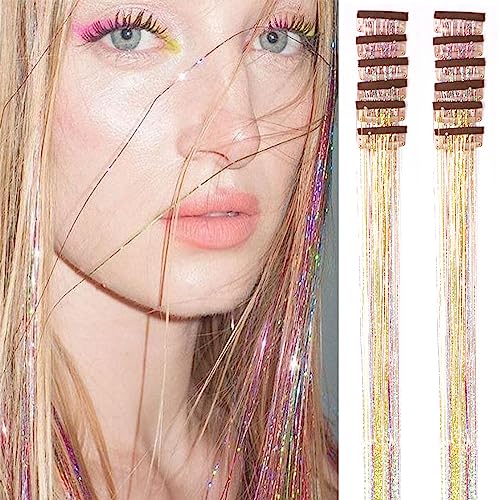 12 Pieces Clip Hair Tinsel Fairy Galaxy Hair Extension