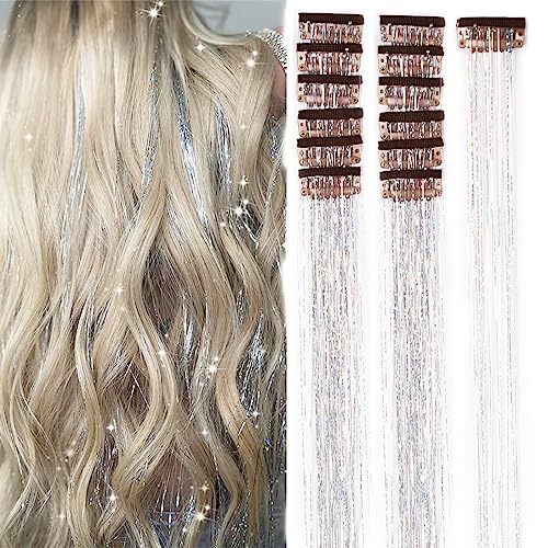 12 Stück Clip-Haar-Lametta-Feen-Galaxie-Haarverlängerung