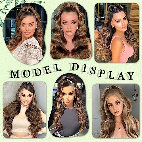 Ponytail Extension, 26 Inch Long Wavy Drawstring Ponytail for Women Dark Brown Pony Tail Hair Extension Synthetic Hairpiece for Daily Use