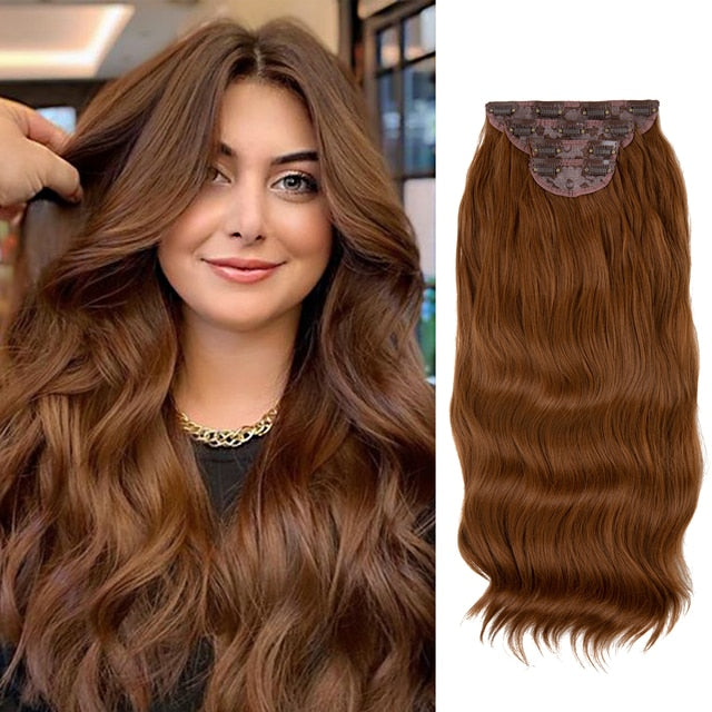 Long Wavy Clip In Hair Extensions 4pcs/set