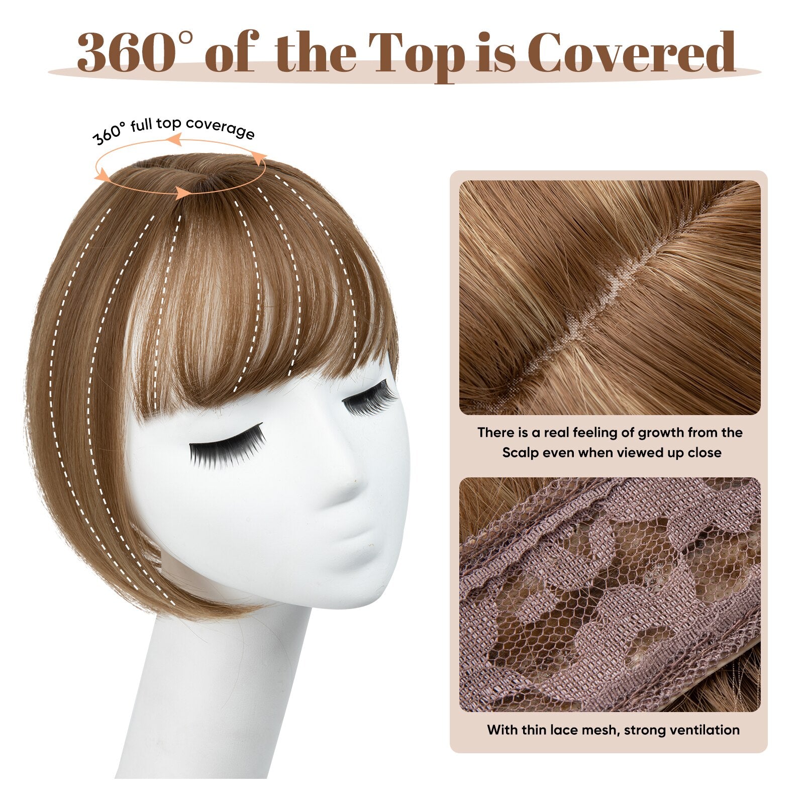 Clip dans les cheveux avec une frange Overhead Natural Invisible Replaceme