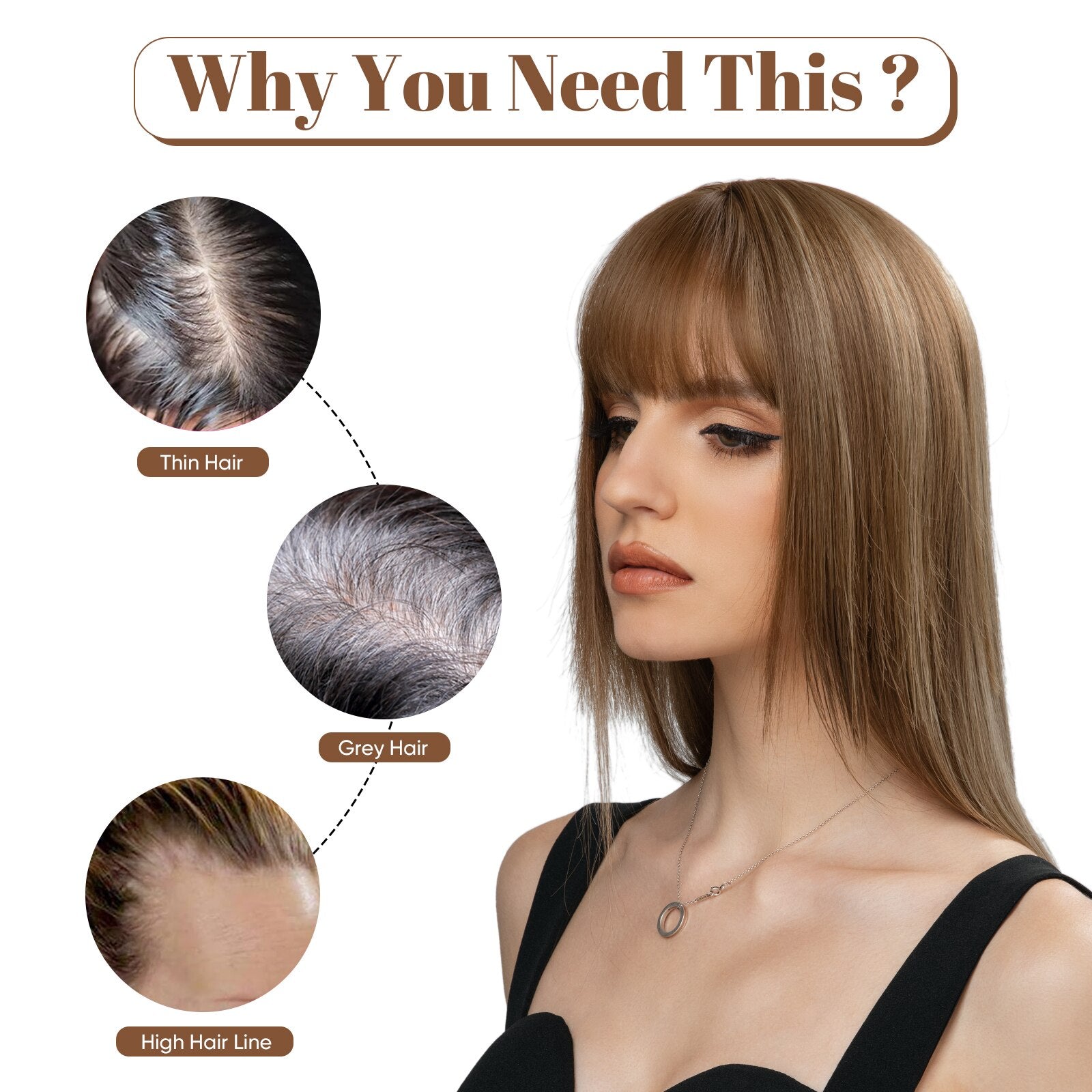 Clip dans les cheveux avec une frange Overhead Natural Invisible Replaceme