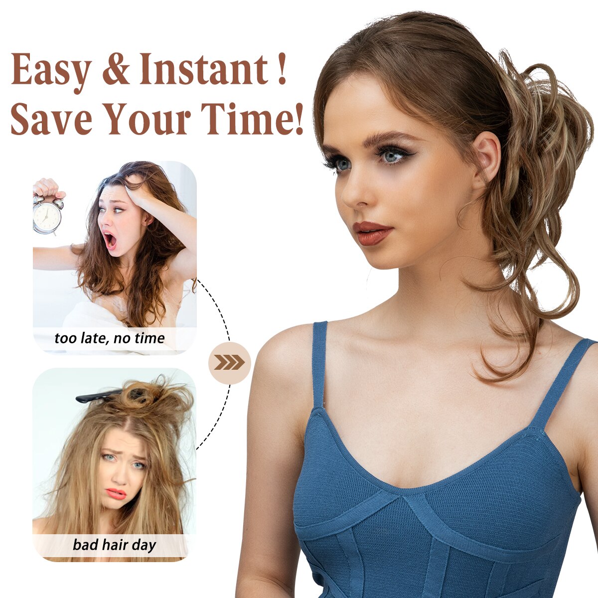 Messy Bun Wellige Haarknotenverlängerung