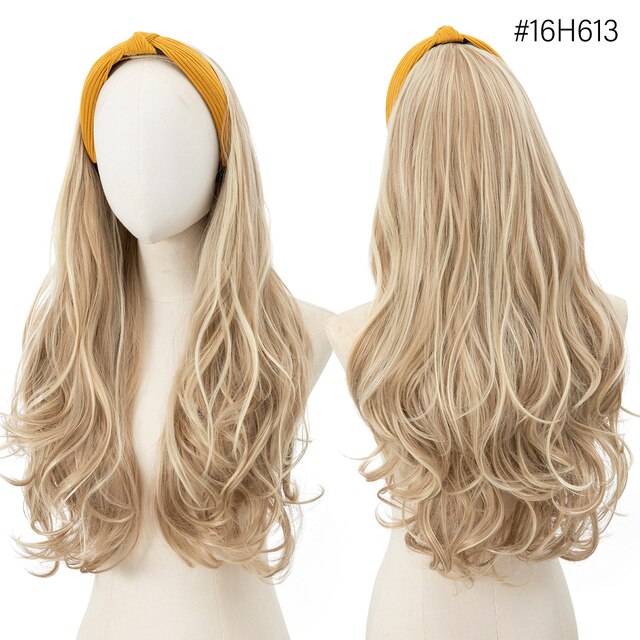 Long Wavy Headband Wig Half Hair Wig for Women