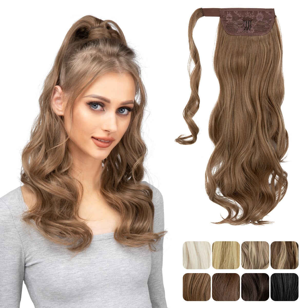 Long Wavy Ponytail Hair Extension Wrap Around Pigtail