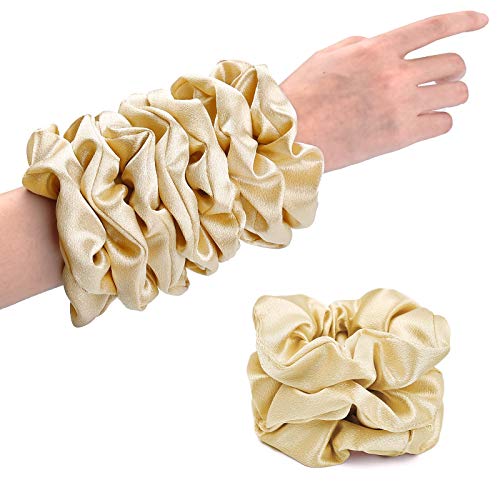 Black Big Real Silk Scrunchies