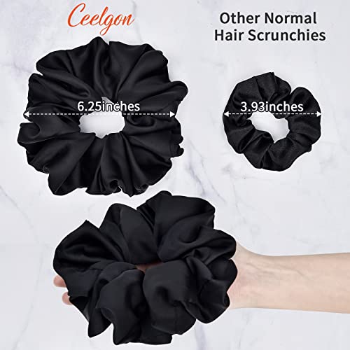Black Big Real Silk Scrunchies