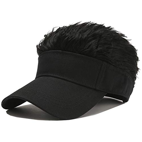 Novelty Hair Visor Sun Cap Wig