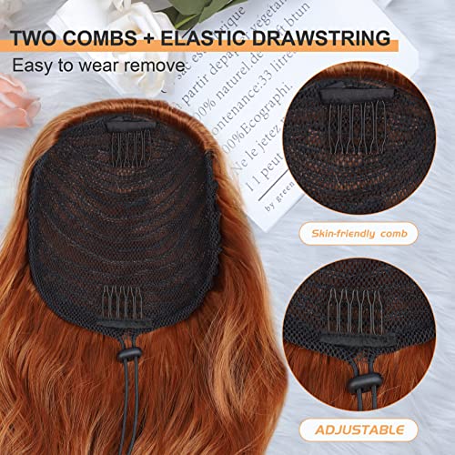 Ponytail Extension, 26 Inch Long Wavy Drawstring Ponytail for Women Dark Brown Pony Tail Hair Extension Synthetic Hairpiece for Daily Use