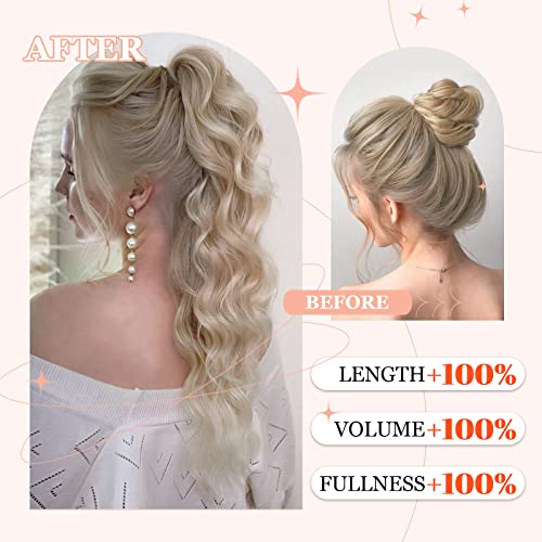 Ponytail Extension, 26 Inch Long Wavy Drawstring Ponytail for Women Dark Brown Pony Tail Hair Extension Synthetic Hairpiece for Daily Use