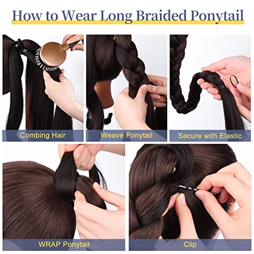 Long Braided Ponytail Extension with Hair