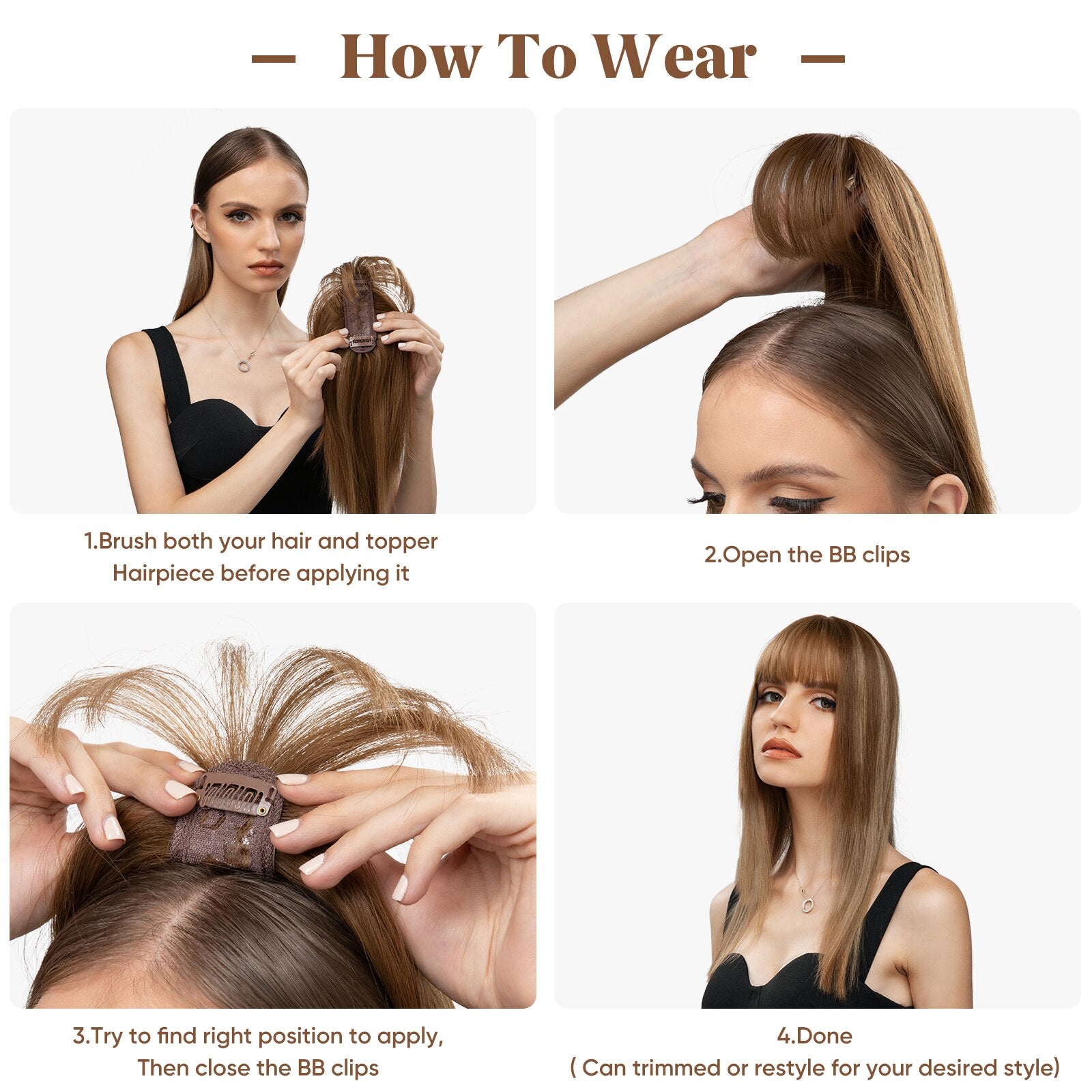 Clip dans les cheveux avec une frange Overhead Natural Invisible Replaceme