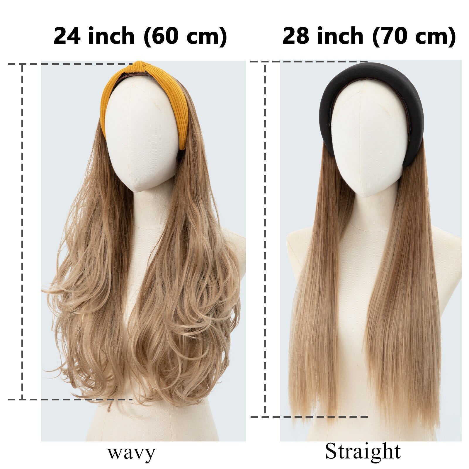 Long Wavy Headband Wig Half Hair Wig for Women