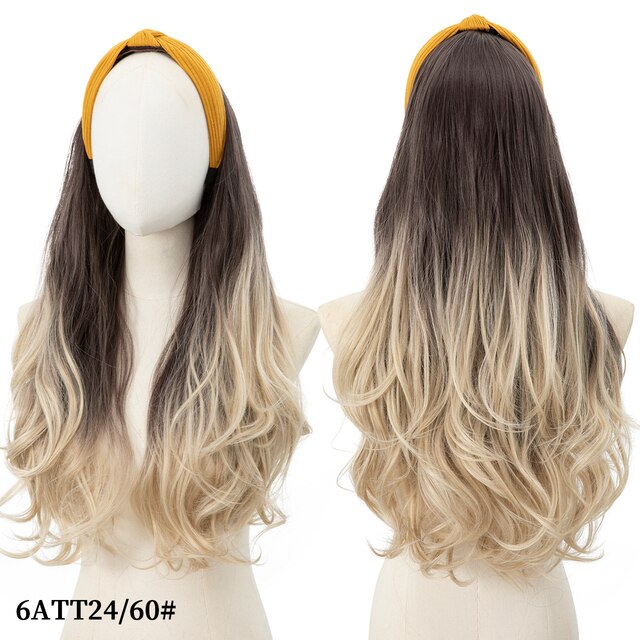 Long Wavy Headband Wig Half Hair Wig for Women