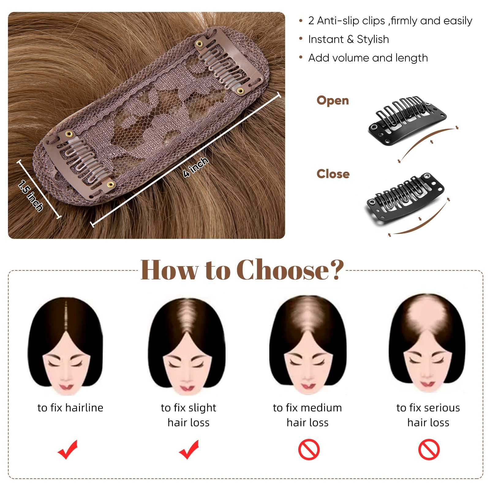 Clip dans les cheveux avec une frange Overhead Natural Invisible Replaceme