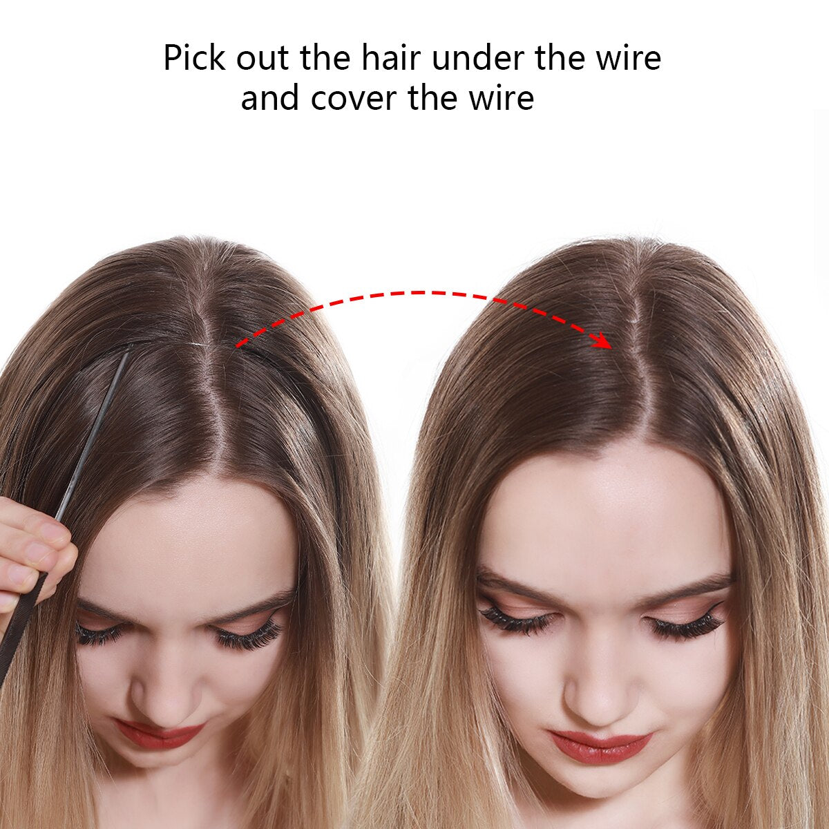 Straight Hair Extension No Clip Natural Hair Piece