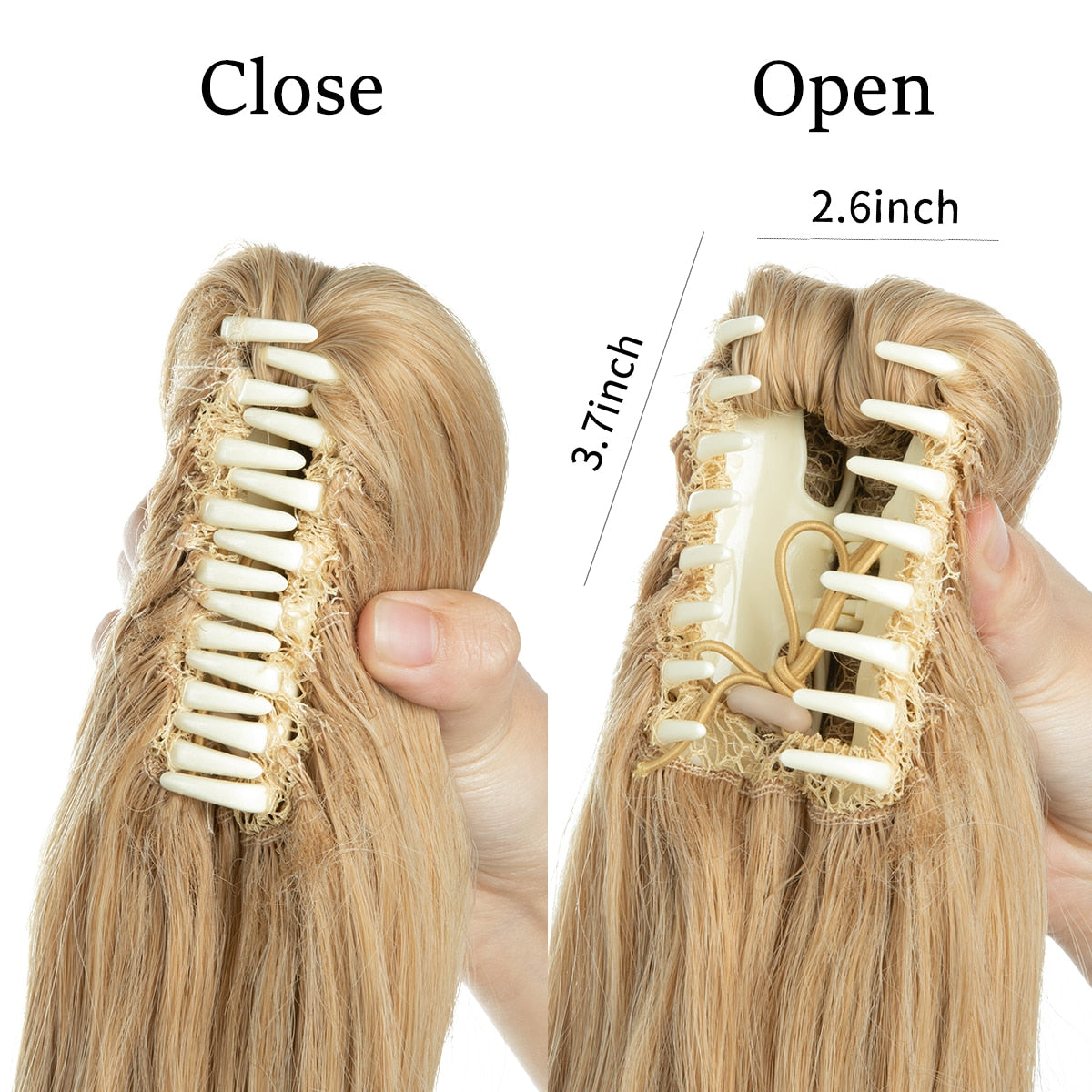 Pince à griffes dans les extensions de cheveux en queue de cheval