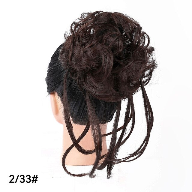 Long Tousled Updo Hair Bun Messy Bun