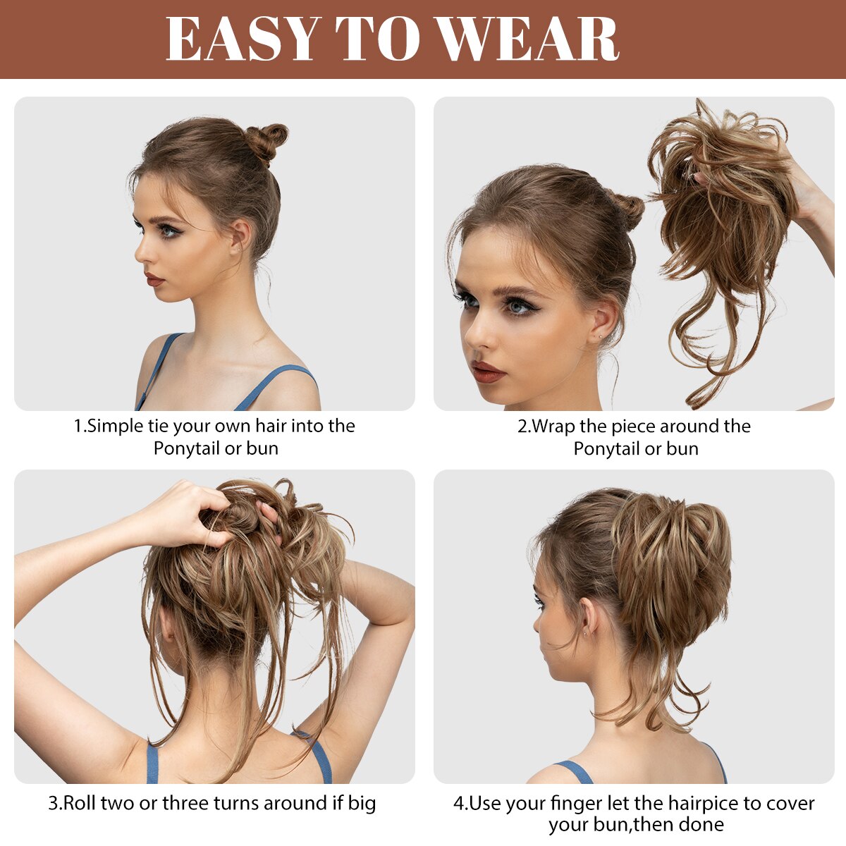 Messy Bun Wellige Haarknotenverlängerung