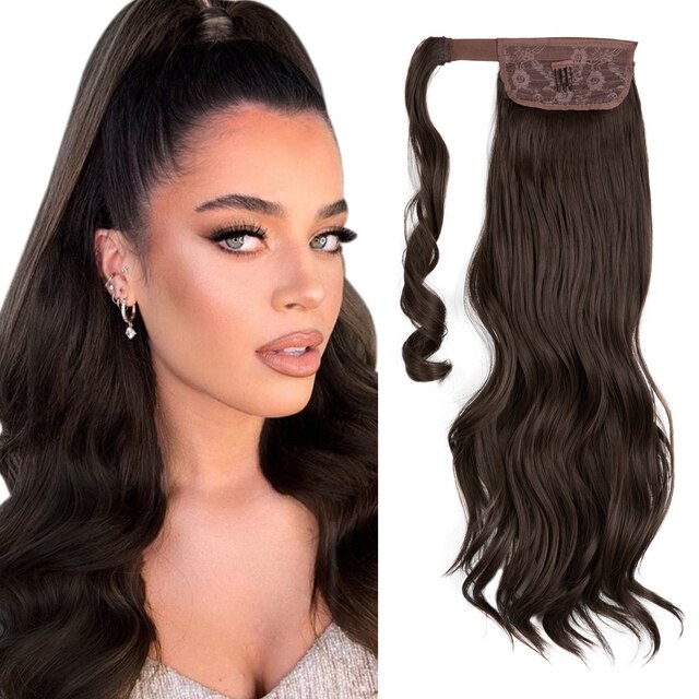 Long Wavy Ponytail Hair Extension Wrap Around Pigtail