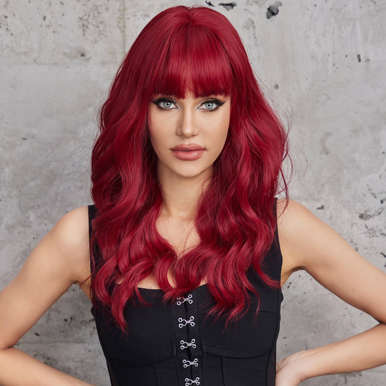 Red Tone With Spiral Waves wigs