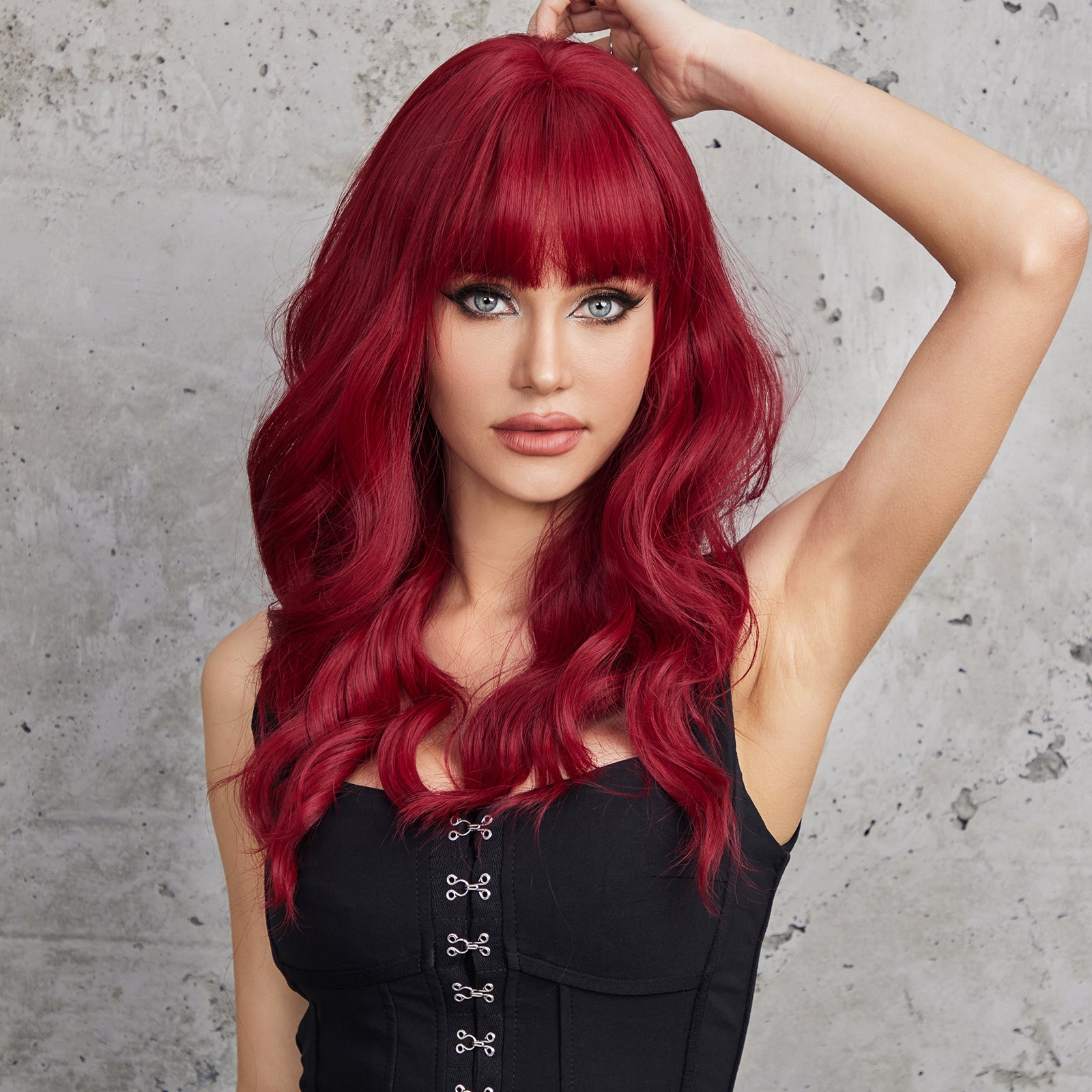 Red Tone With Spiral Waves wigs