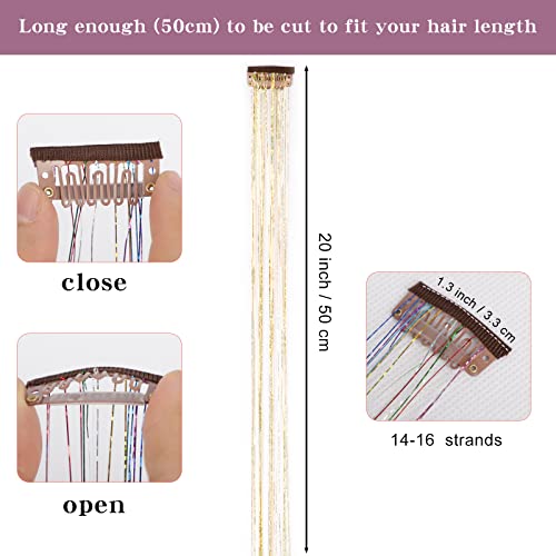 12 Pieces Clip Hair Tinsel Fairy Galaxy Hair Extension