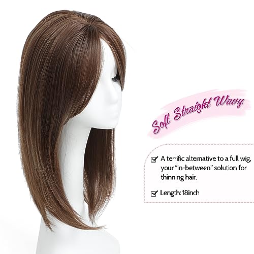 Topper Layered Hair Hairpieces with Bangs for Women with Thinning Hair