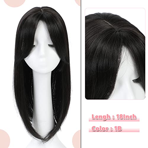 Clip Hair Topper with Bangs for Thinning Hair