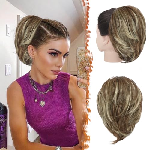 8 Inch Claw Clip Short Straight Ponytail Bun Extensions