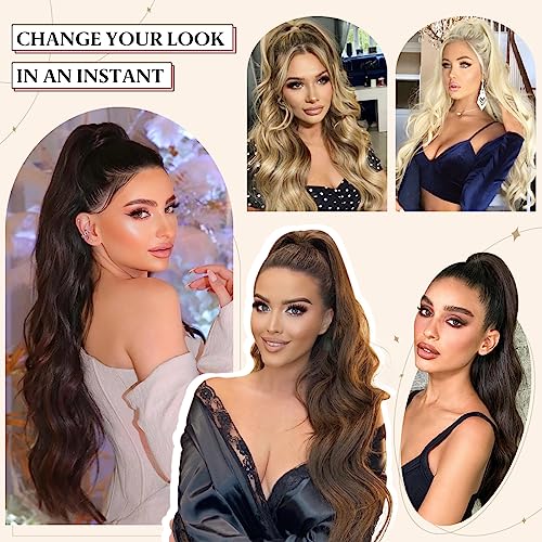 Drawstring Ponytail Extensions 26inch Long Fluffy Wavy Hairpiece