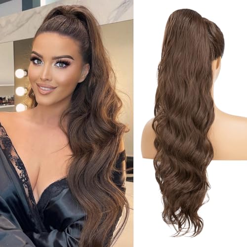 Drawstring Ponytail Extensions 26inch Long Fluffy Wavy Hairpiece