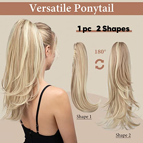 Clip in Ponytail Extension 18 Inch Long Straight Curly Ponytail Hairpiece