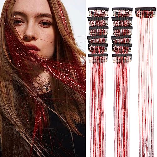 12 Pieces Clip Hair Tinsel Fairy Galaxy Hair Extension