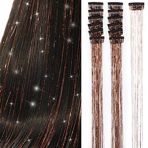 12 Stück Clip-Haar-Lametta-Feen-Galaxie-Haarverlängerung